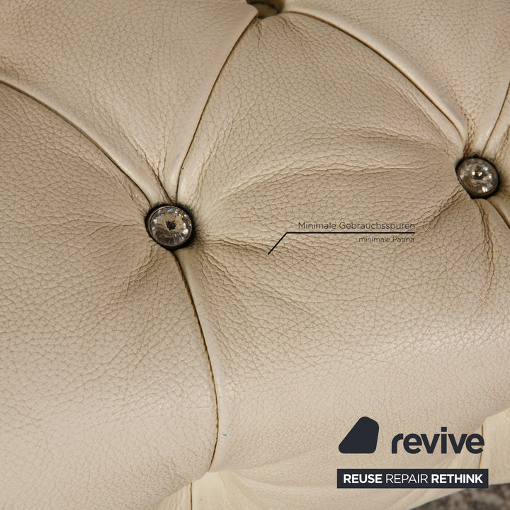 Bretz leather three seater cream sofa couch