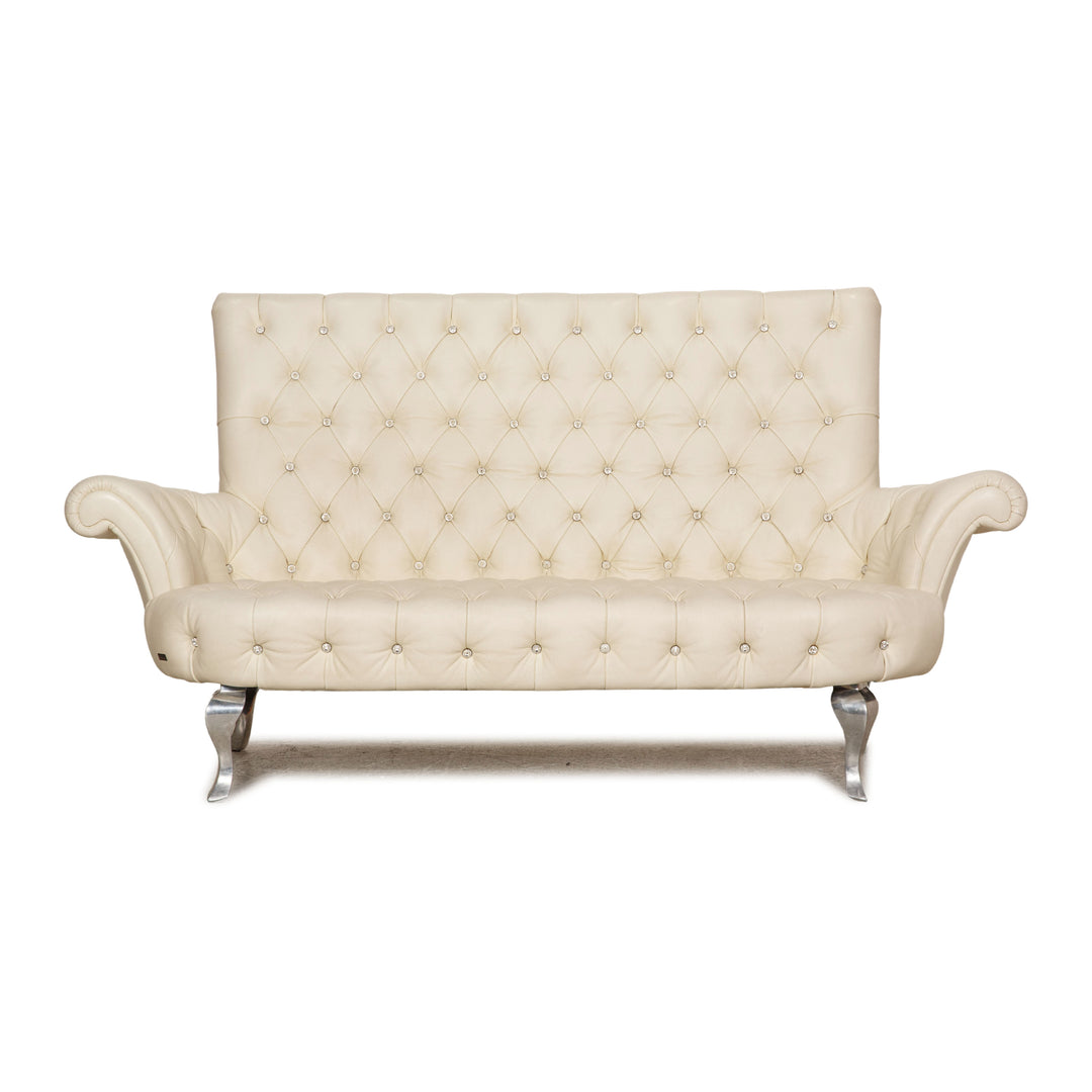Bretz leather three seater cream sofa couch