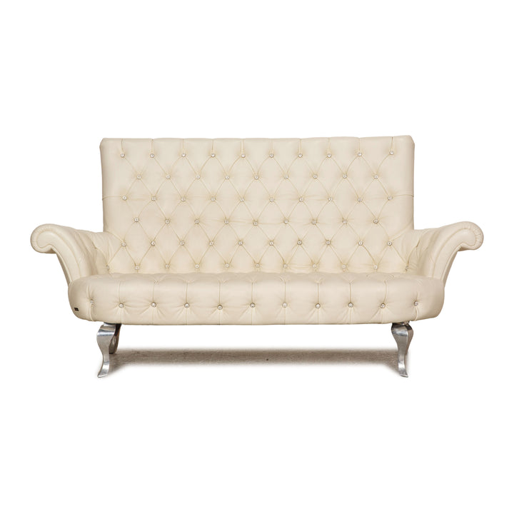 Bretz leather three seater cream sofa couch