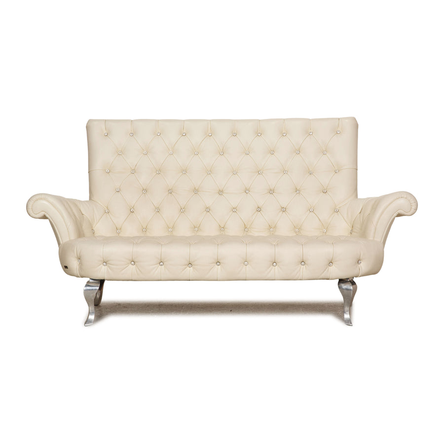 Bretz leather three seater cream sofa couch
