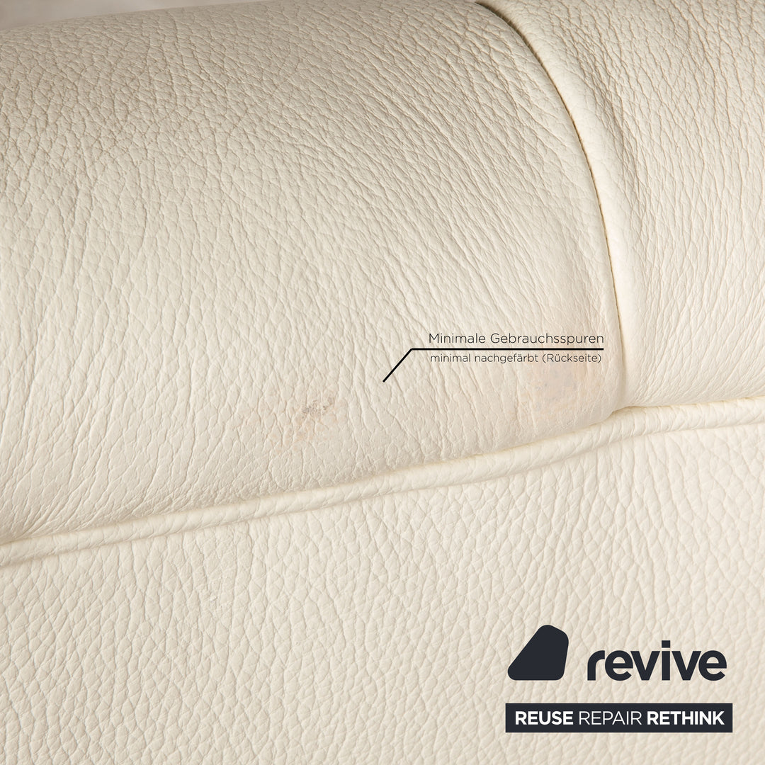 Bretz leather three seater cream sofa couch