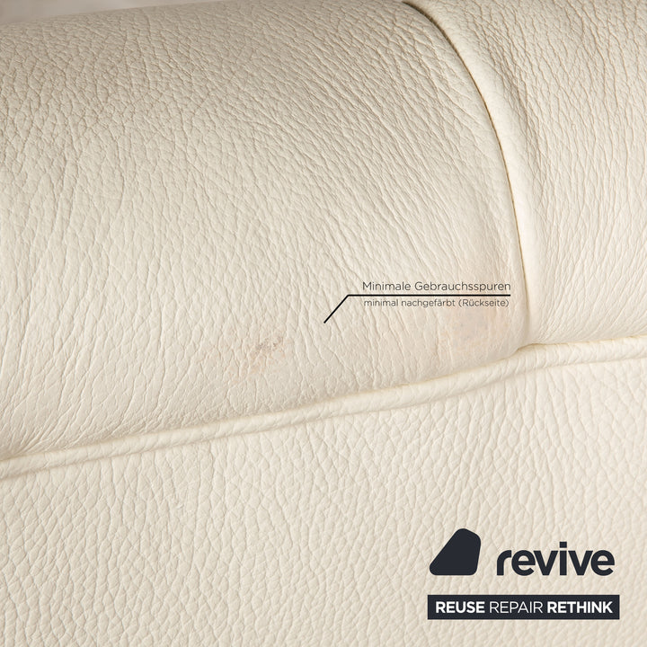 Bretz leather three seater cream sofa couch