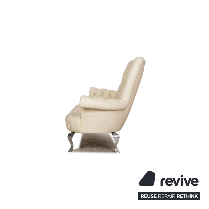 Bretz leather three seater cream sofa couch