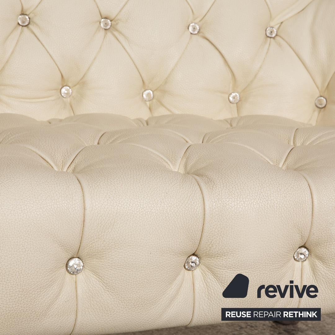 Bretz leather three seater cream sofa couch