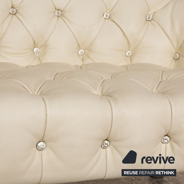 Bretz leather three seater cream sofa couch