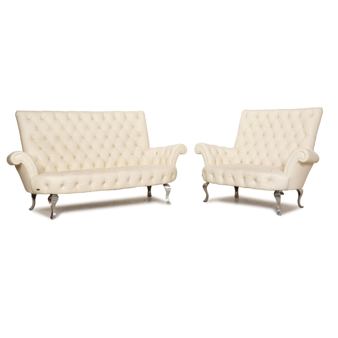 Bretz leather sofa set cream two-seater three-seater couch