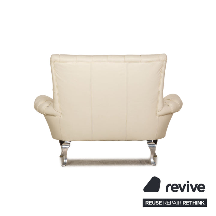 Bretz Leather Two Seater Cream Sofa Couch