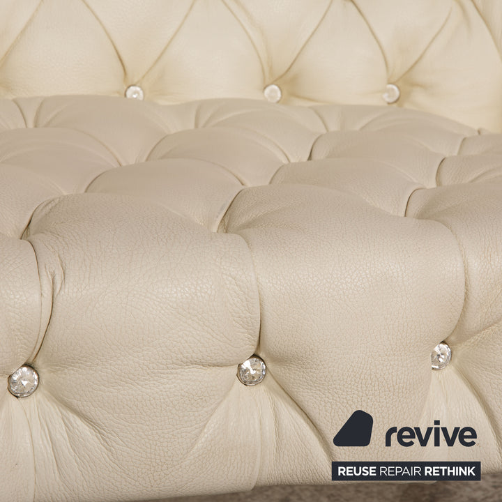 Bretz Leather Two Seater Cream Sofa Couch