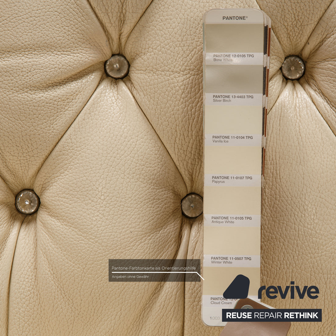 Bretz Leather Two Seater Cream Sofa Couch