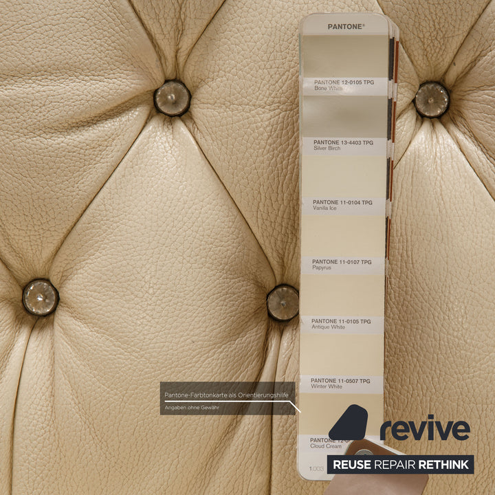 Bretz Leather Two Seater Cream Sofa Couch