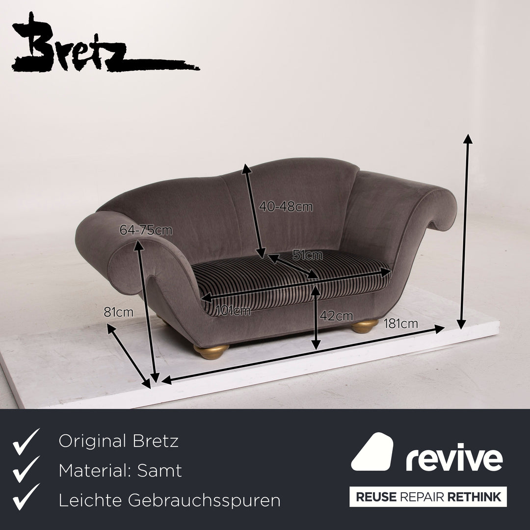 Bretz LouLou Fabric Sofa Gray Two Seater Velvet #15155