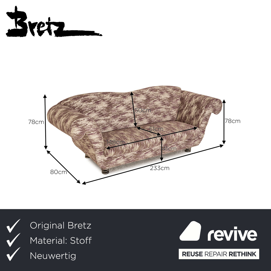 Bretz LouLou fabric two-seater beige olive purple pattern sofa couch new cover
