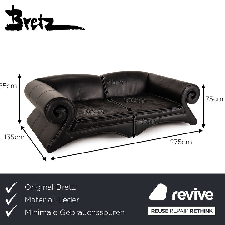 Bretz Mammut leather sofa black four-seater couch incl. cushions