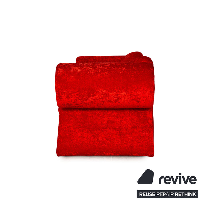 Bretz Mammut Velvet Three Seater Red Sofa Couch