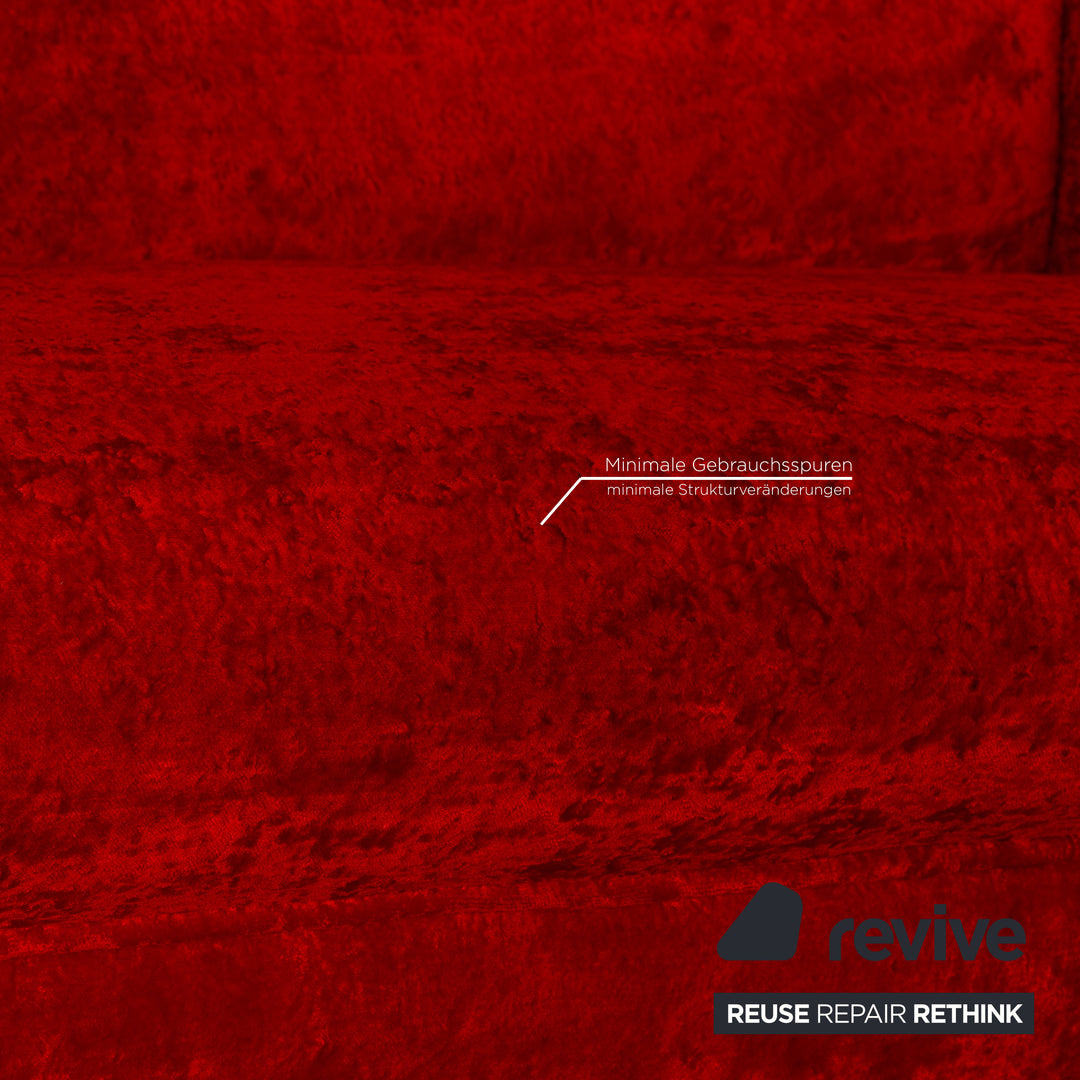 Bretz Mammut Velvet Three Seater Red Sofa Couch