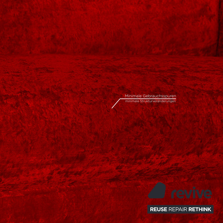 Bretz Mammut Velvet Three Seater Red Sofa Couch