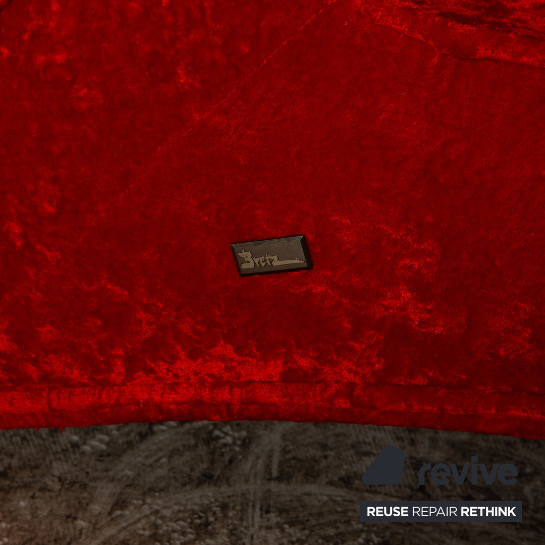 Bretz Mammut Velvet Three Seater Red Sofa Couch