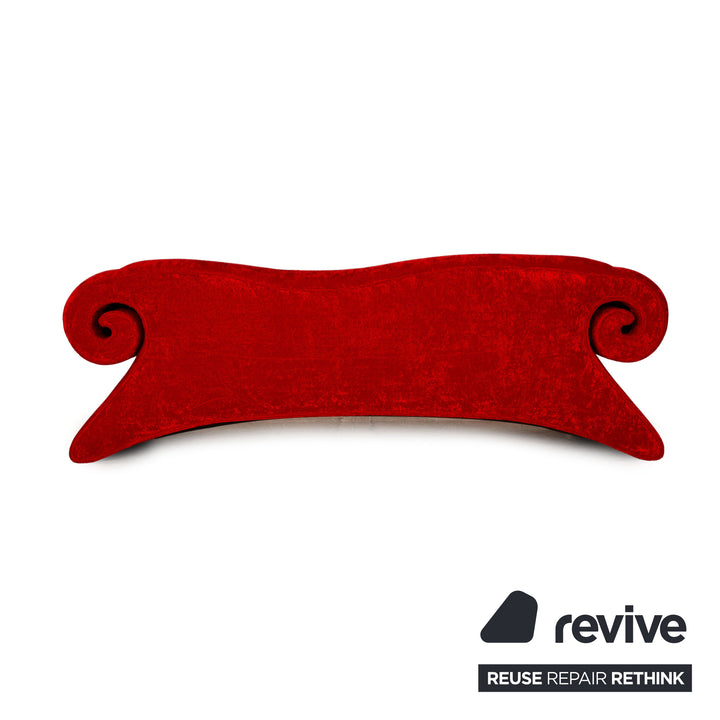 Bretz Mammut Velvet Three Seater Red Sofa Couch