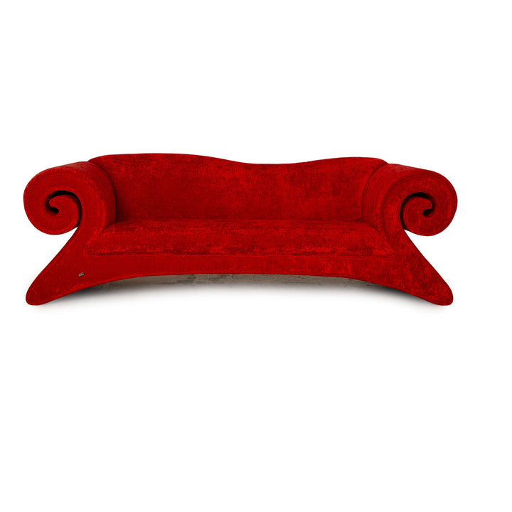 Bretz Mammut Velvet Three Seater Red Sofa Couch