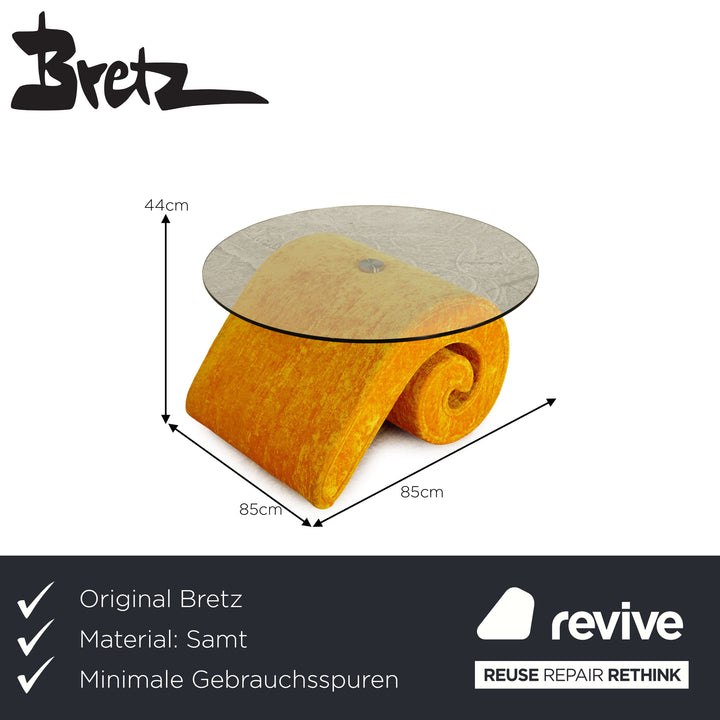 Bretz Mammut Velvet Glass Coffee Table Yellow