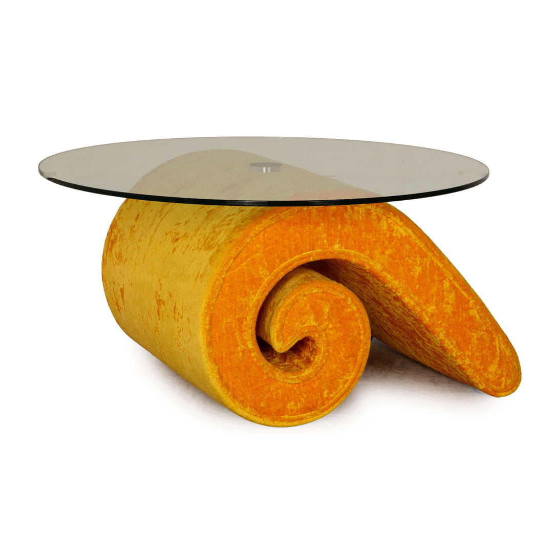 Bretz Mammut Velvet Glass Coffee Table Yellow