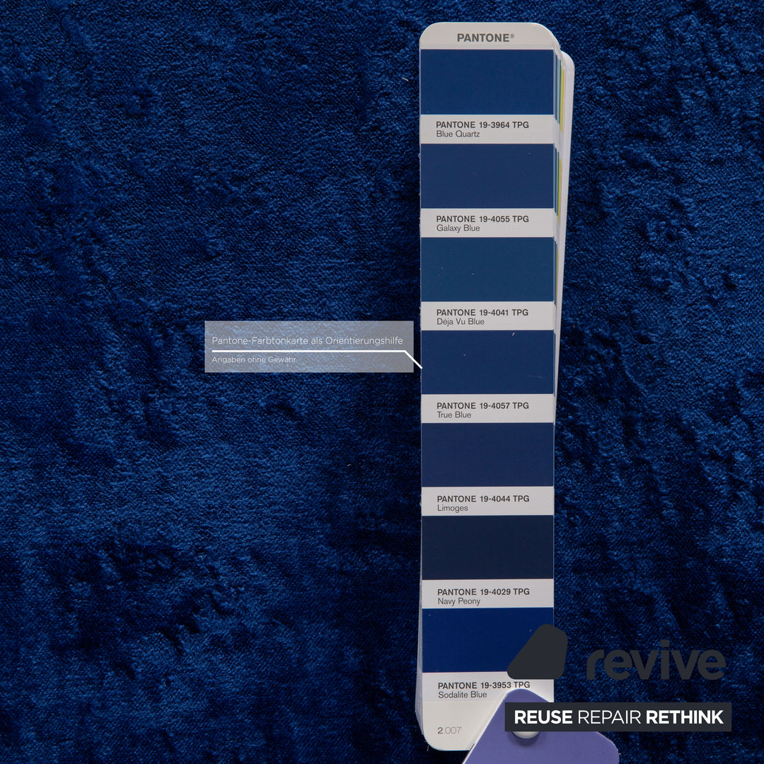 Bretz Mammut Fabric Three Seater Blue Sofa Couch