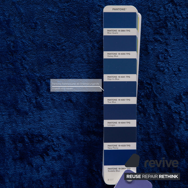 Bretz Mammut Fabric Three Seater Blue Sofa Couch