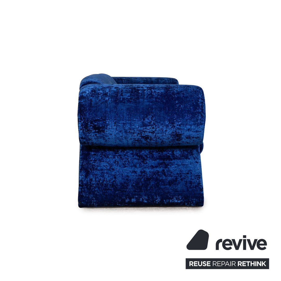 Bretz Mammut Fabric Three Seater Blue Sofa Couch