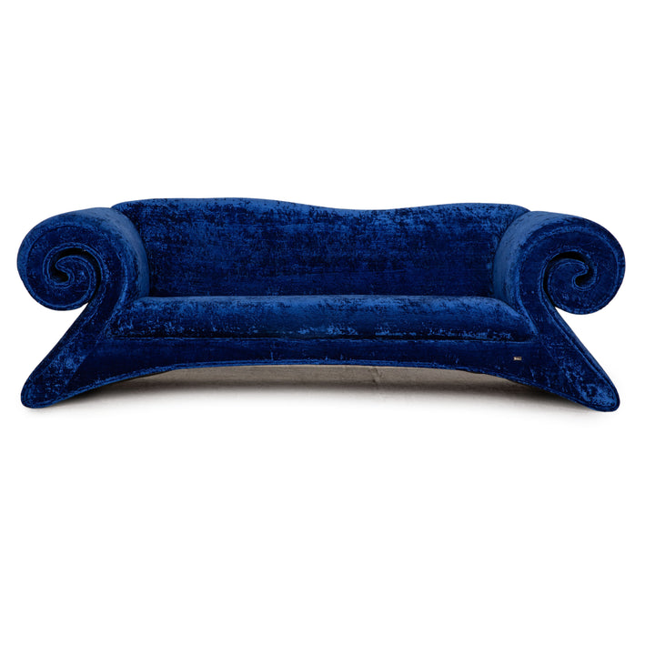 Bretz Mammut Fabric Three Seater Blue Sofa Couch