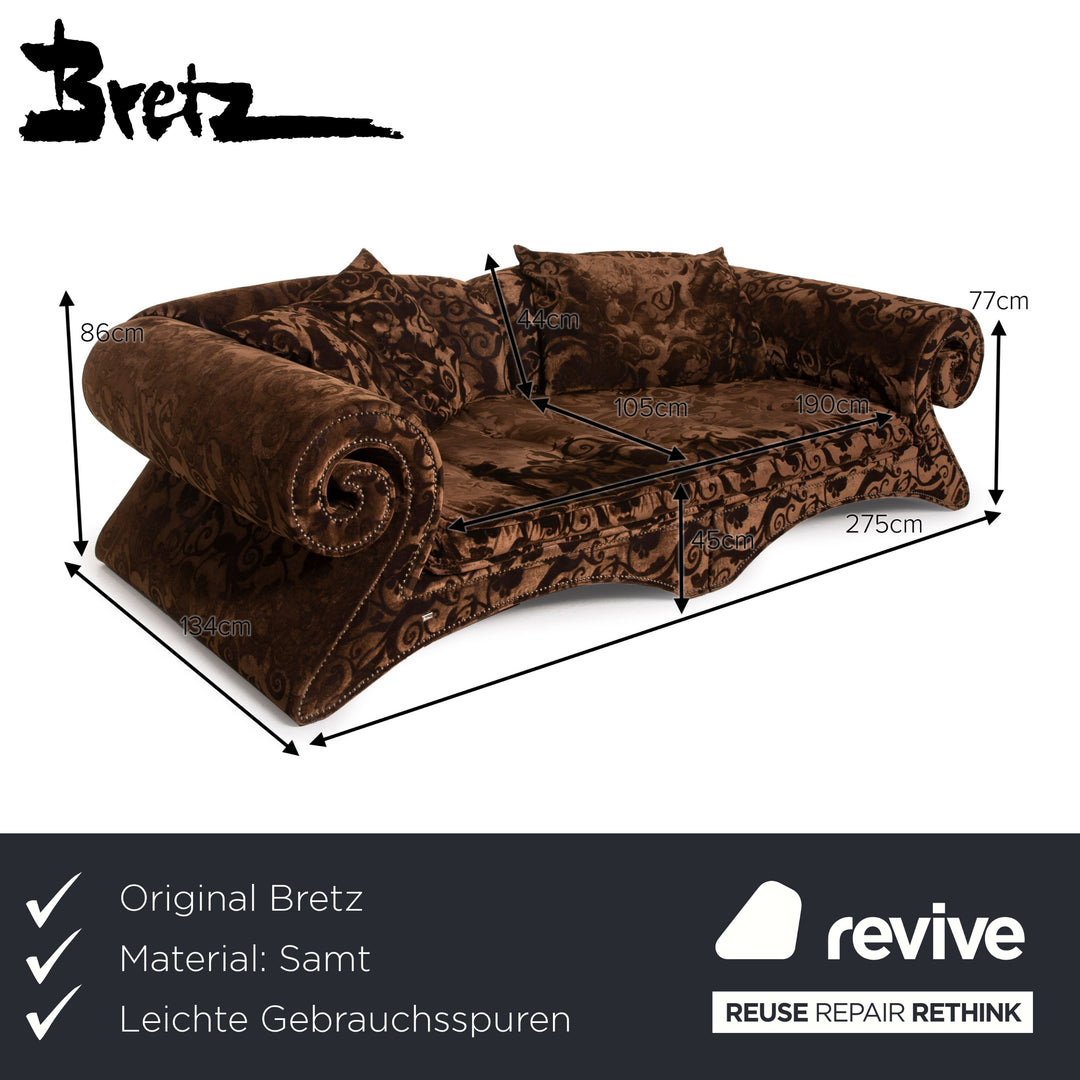 Bretz Mammut fabric sofa brown four-seater velvet