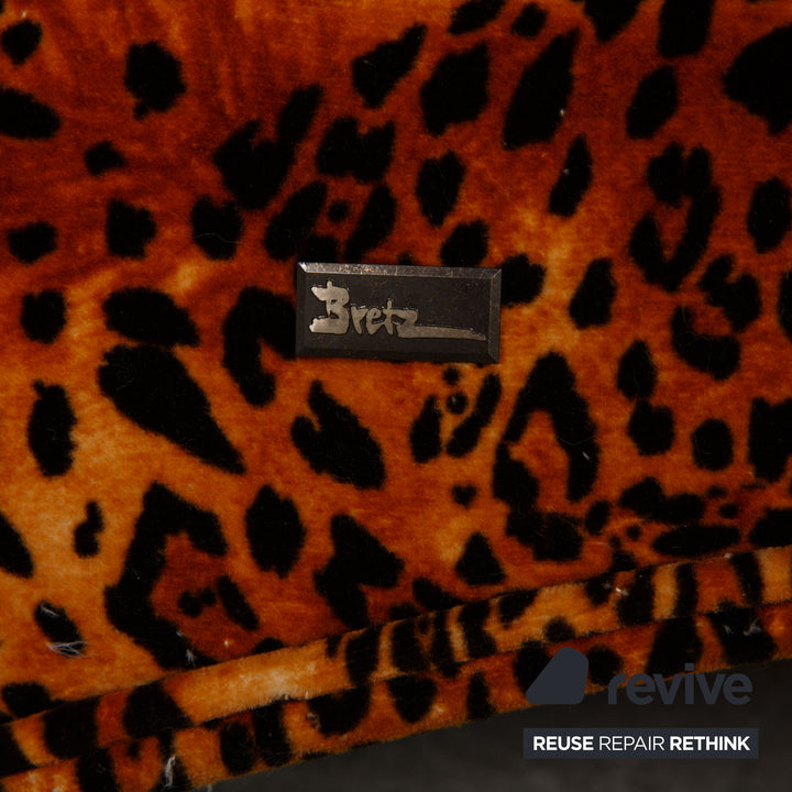 Bretz Mammoth Fabric Sofa Orange Four Seater Sofa Leopard Print