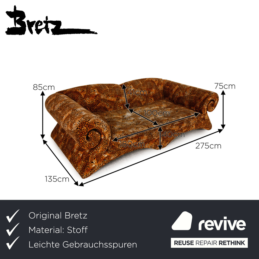 Bretz Mammoth Fabric Sofa Orange Four Seater Sofa Leopard Print