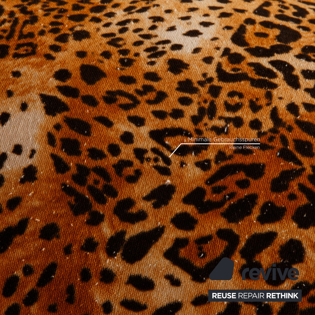 Bretz Mammoth Fabric Sofa Orange Four Seater Sofa Leopard Print