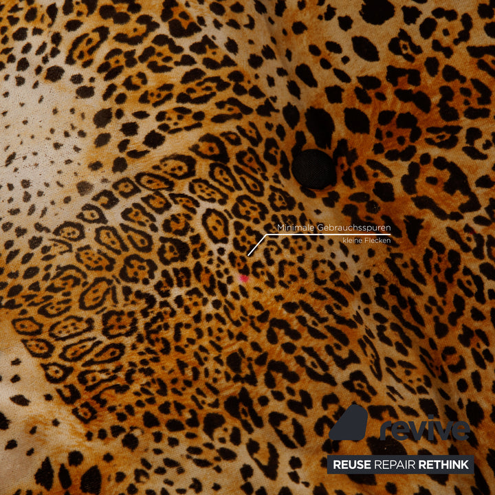 Bretz Mammoth Fabric Sofa Orange Four Seater Sofa Leopard Print