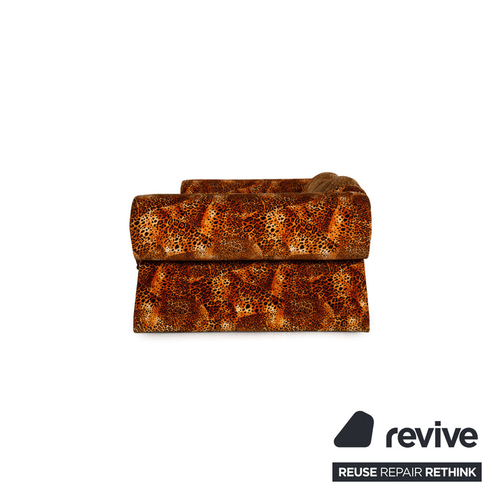 Bretz Mammoth Fabric Sofa Orange Four Seater Sofa Leopard Print