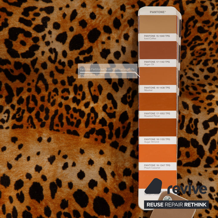 Bretz Mammoth Fabric Sofa Orange Four Seater Sofa Leopard Print