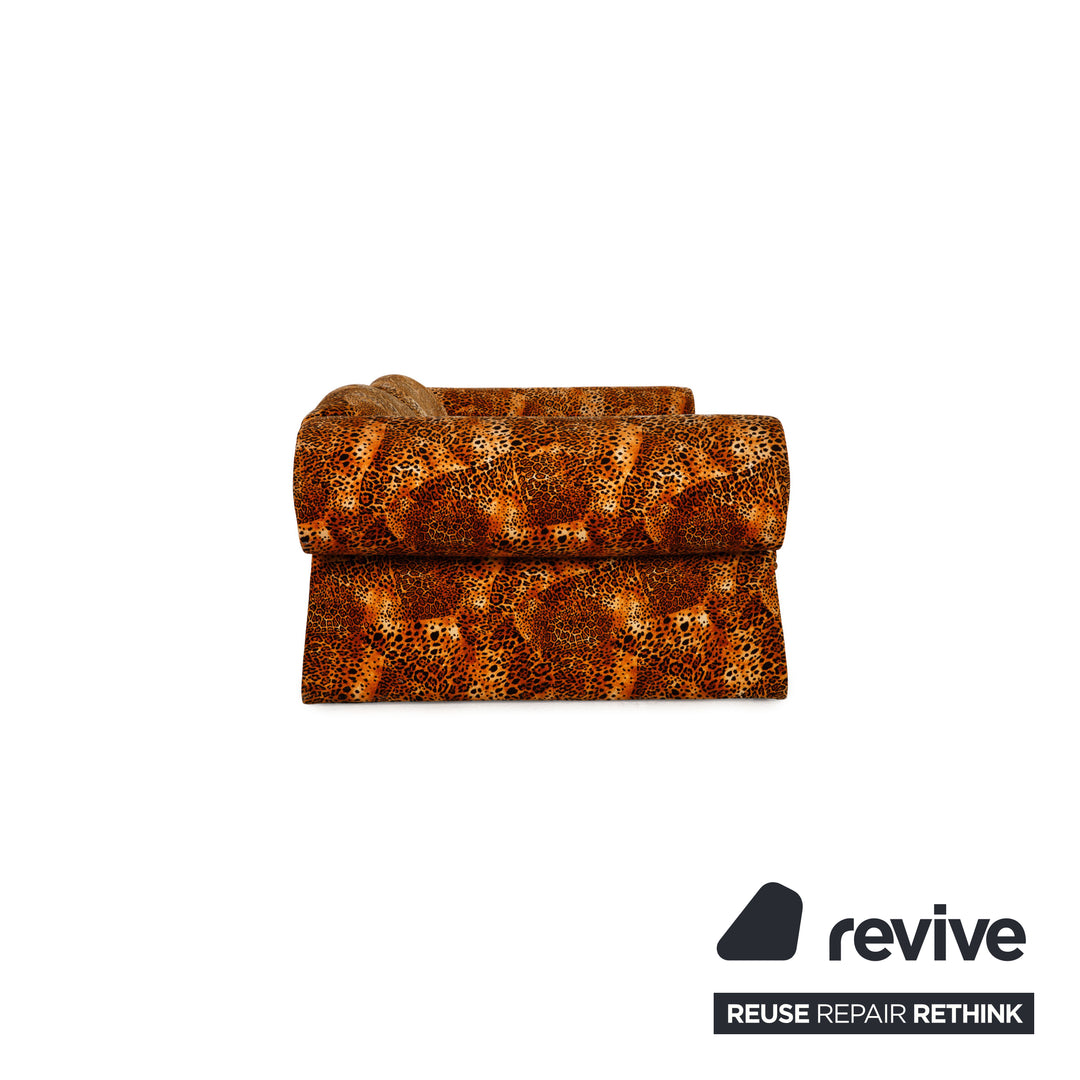 Bretz Mammoth Fabric Sofa Orange Four Seater Sofa Leopard Print