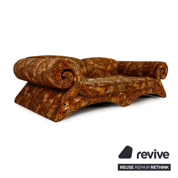 Bretz Mammoth Fabric Sofa Orange Four Seater Sofa Leopard Print