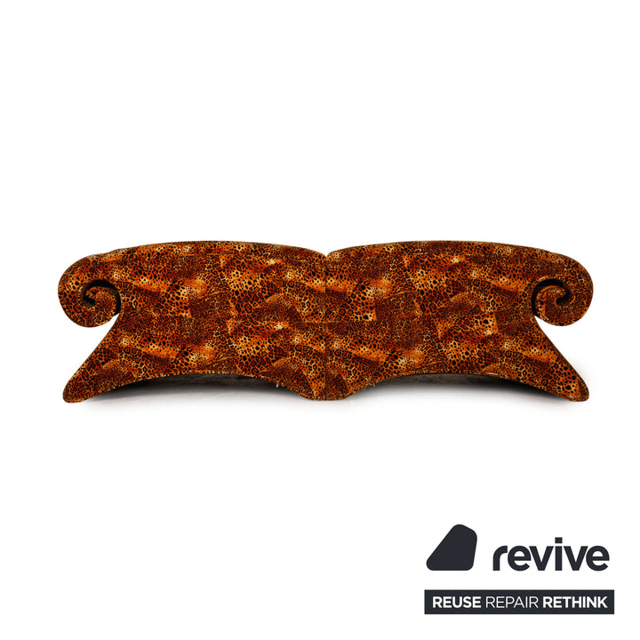 Bretz Mammoth Fabric Sofa Orange Four Seater Sofa Leopard Print