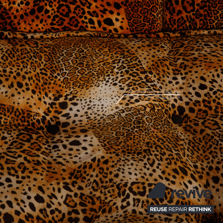 Bretz Mammoth Fabric Sofa Orange Four Seater Sofa Leopard Print