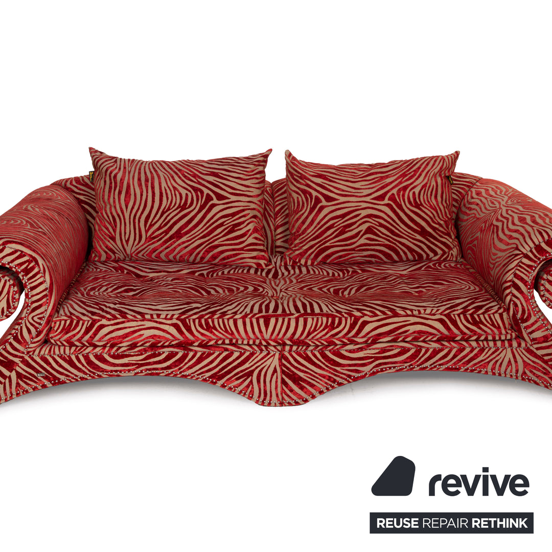 Bretz Mammut Fabric Sofa Red Four Seater Orange Pattern