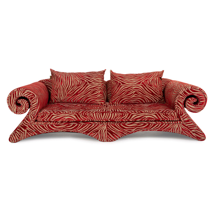 Bretz Mammut Fabric Sofa Red Four Seater Orange Pattern