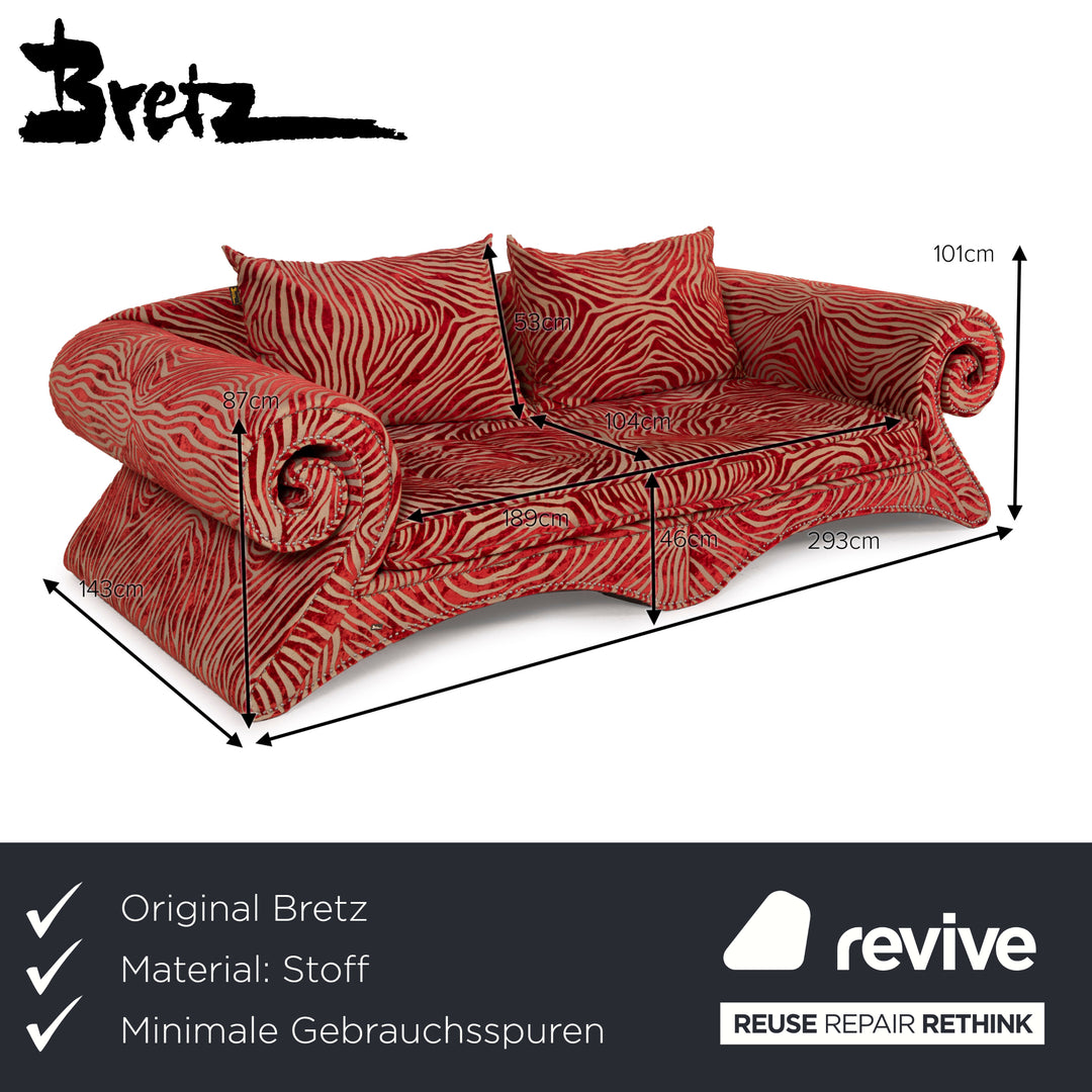 Bretz Mammut Fabric Sofa Red Four Seater Orange Pattern