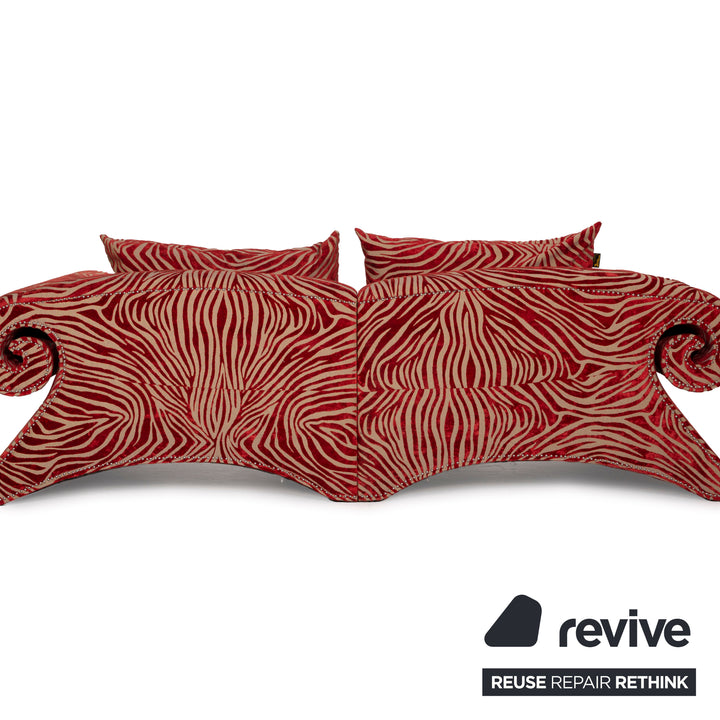 Bretz Mammut Fabric Sofa Red Four Seater Orange Pattern