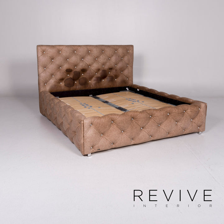 Bretz Marilyn leather sofa set brown 1x bed 1x three-seater captioning rhinestones pompous #10981