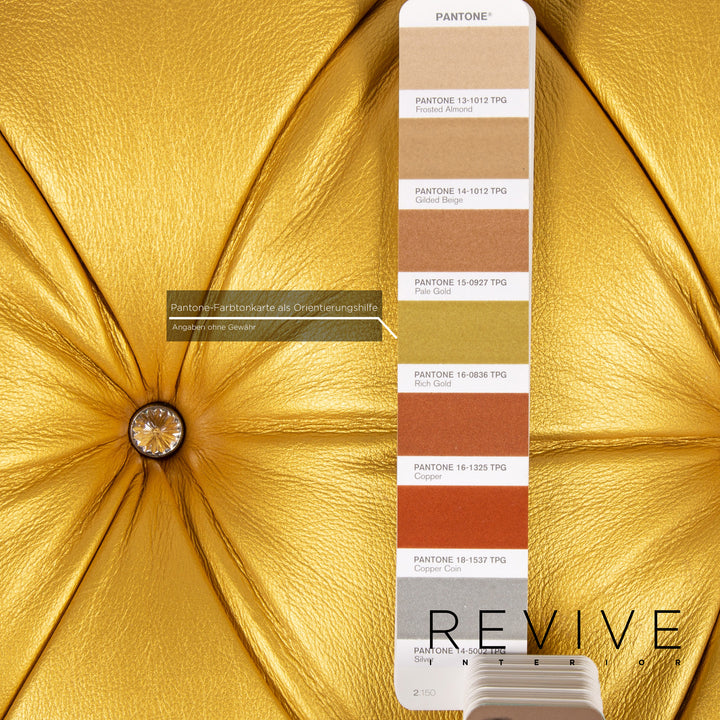 Bretz Marilyn Leder Hocker Gold Ottoman #13550