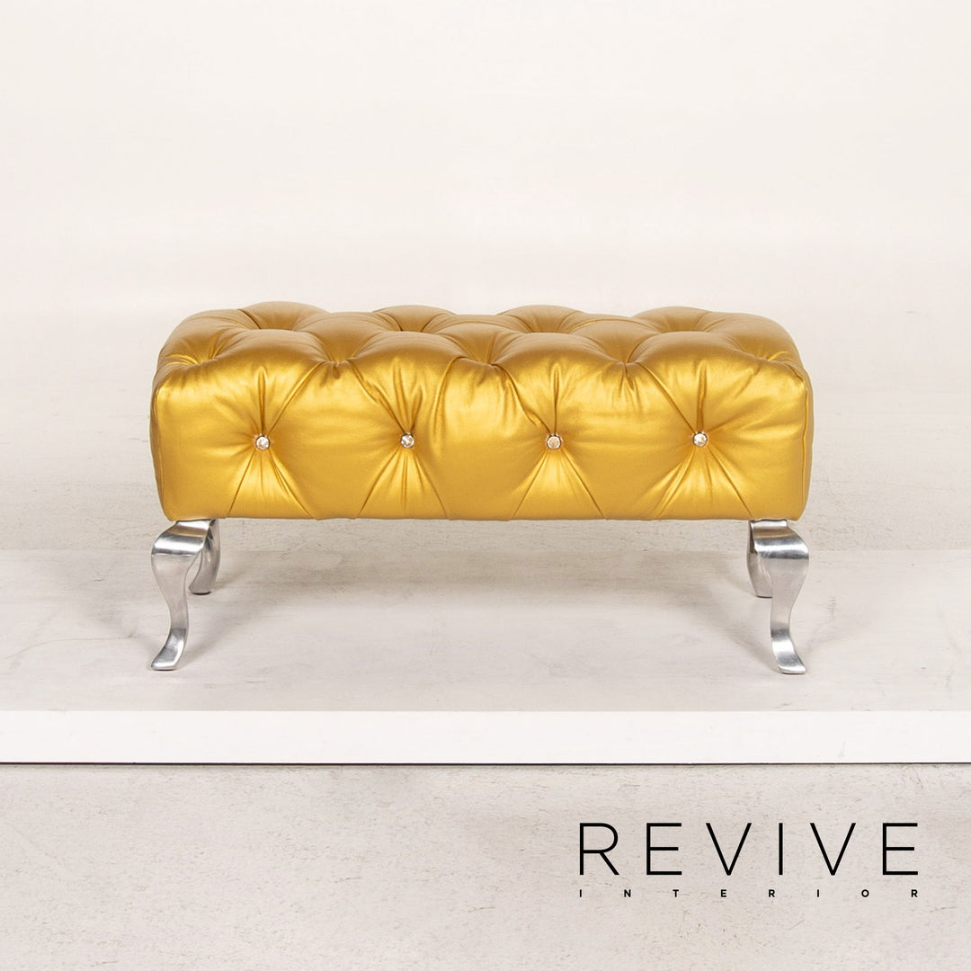 Bretz Marilyn Leder Hocker Gold Ottoman #13550