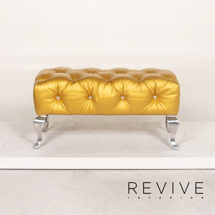 Bretz Marilyn Leder Hocker Gold Ottoman #13550