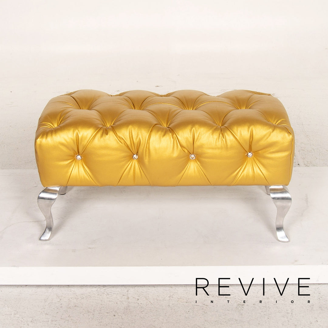 Bretz Marilyn Leder Hocker Gold Ottoman #13550