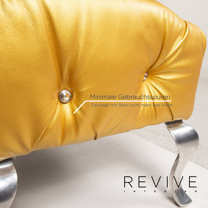 Bretz Marilyn Leder Hocker Gold Ottoman #13550